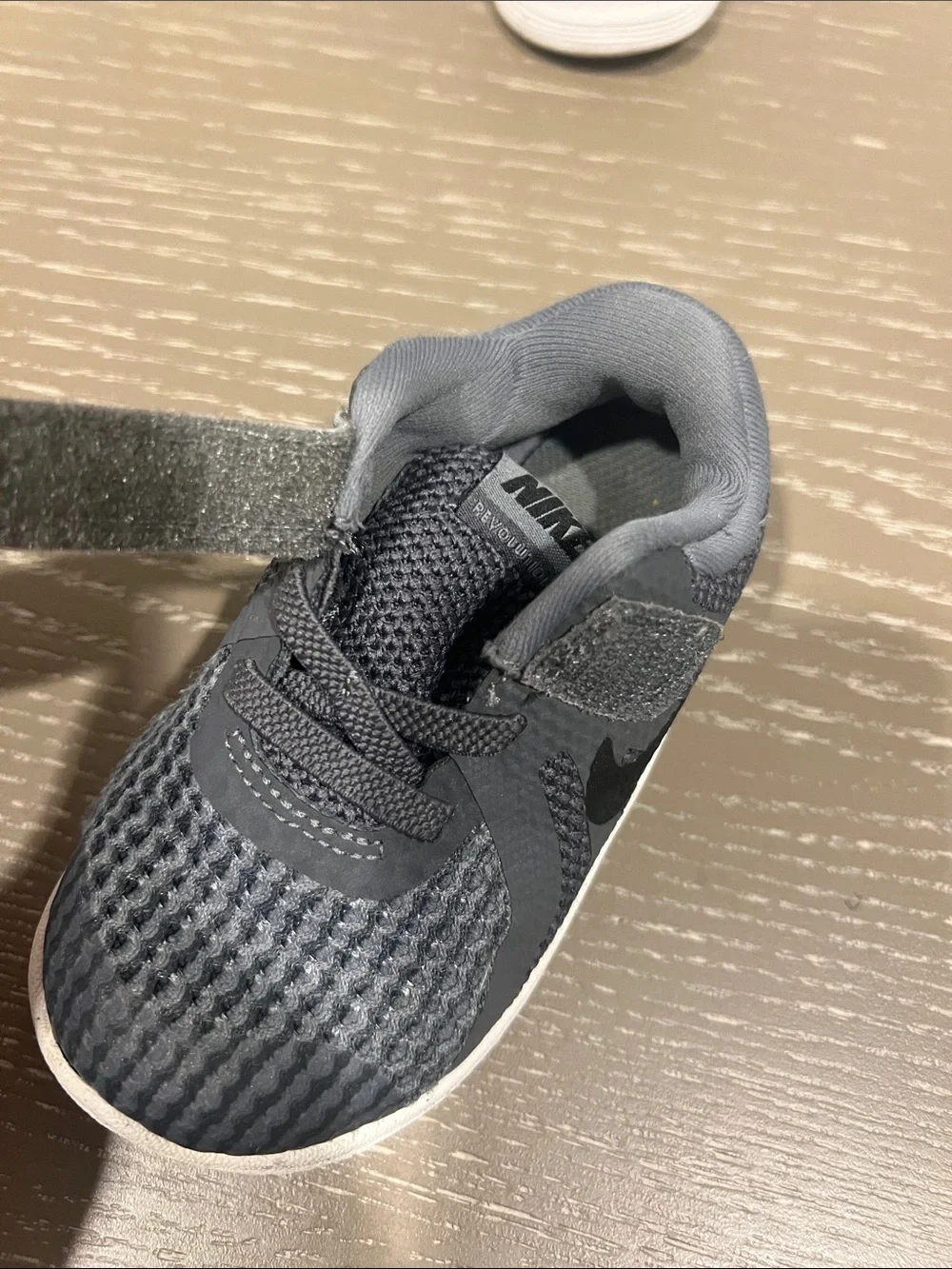 Nike Kids Grey Knit Sneaker with Velcro Strap